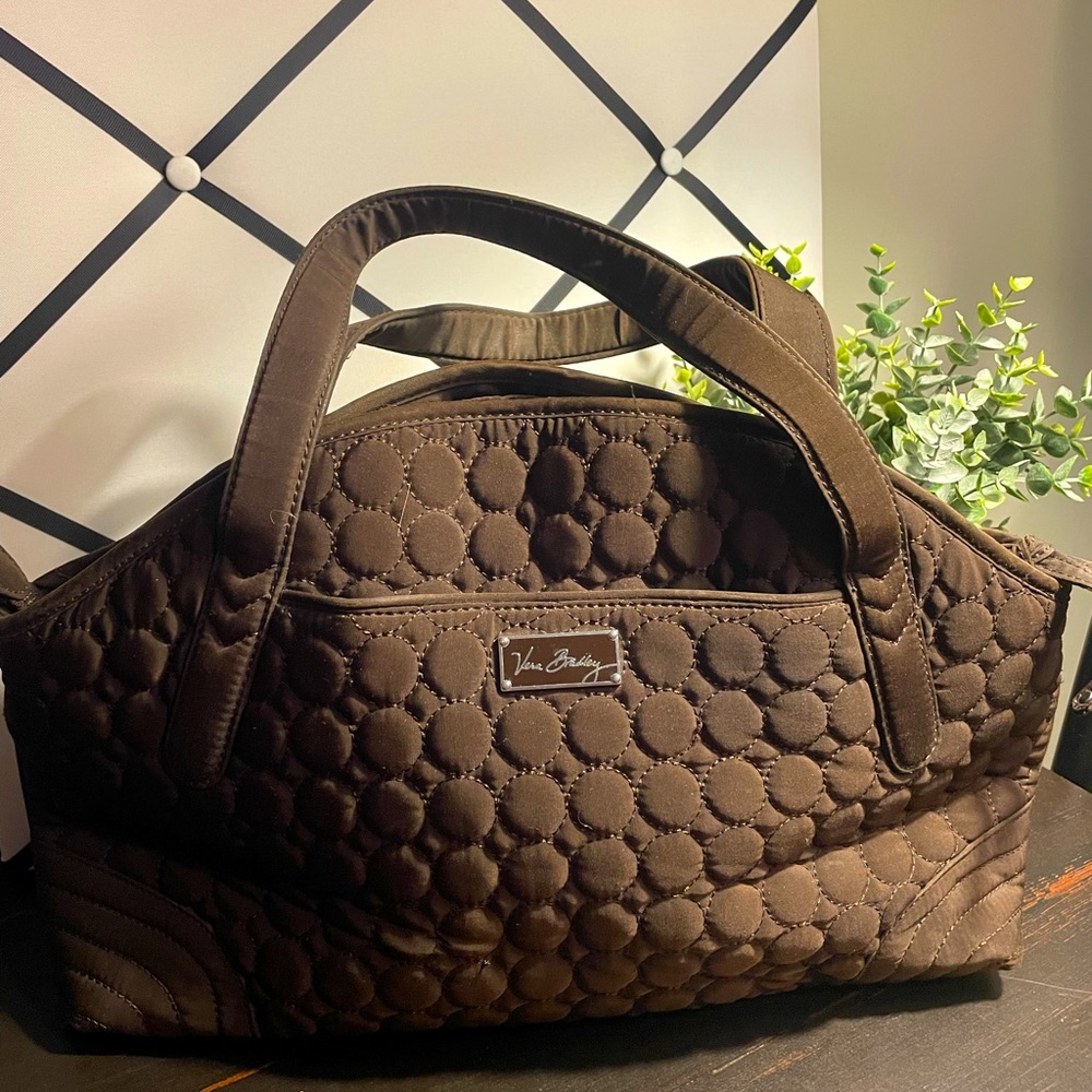 Vera Bradley chocolate brown quilted tote handbag